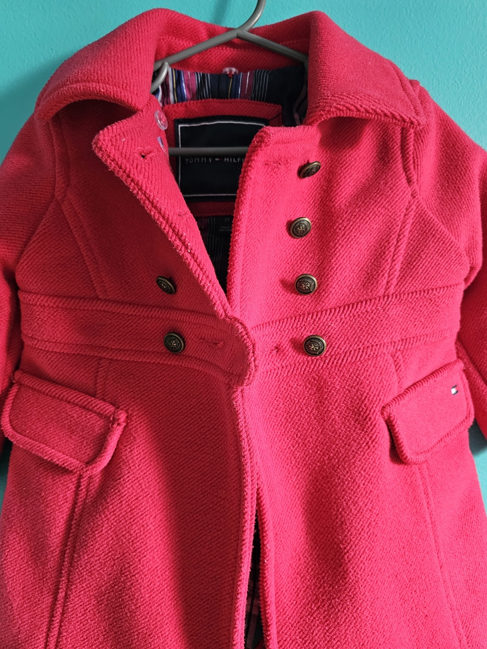 Tommy Hilfiger Girls' Bright Red Peacoat Jacket